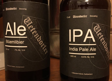 Uetendorfer Blümlibier and Indian Pale Ale labels.